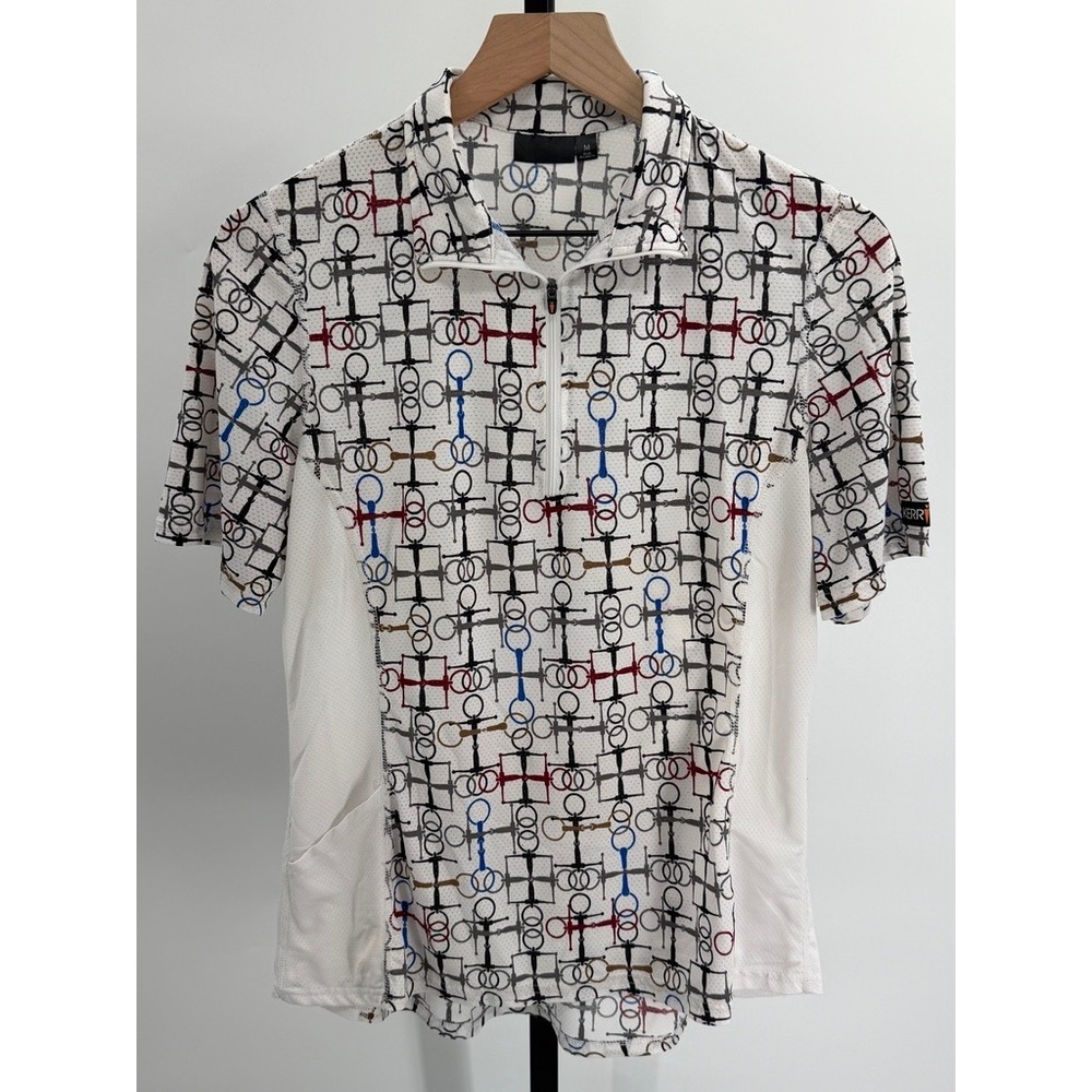 Kerrits Quarter Zip Equestrian Shirt Bit Print Mesh Breathable Riding Pullover
